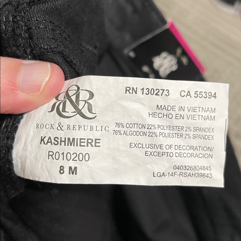 NWT Rock & Republic Kashmiere Zip It Leggings Jet Black Faux Leather Denim Sz 8 - Picture 4 of 13